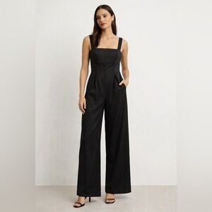 Zara Dark dark khaki green and Brown Wide-Leg Jumpsuit